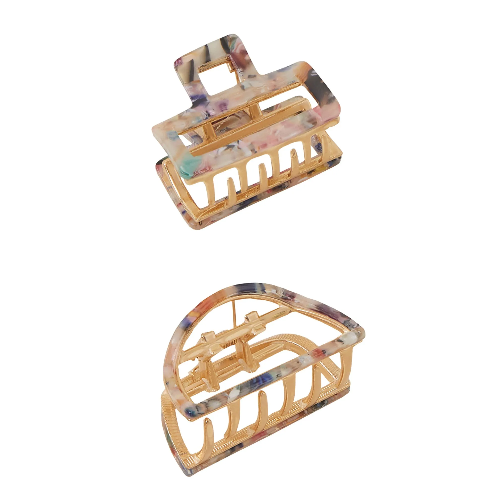 Accessorize London Women's Gold Metal Resin Claw Clip Set Of Two