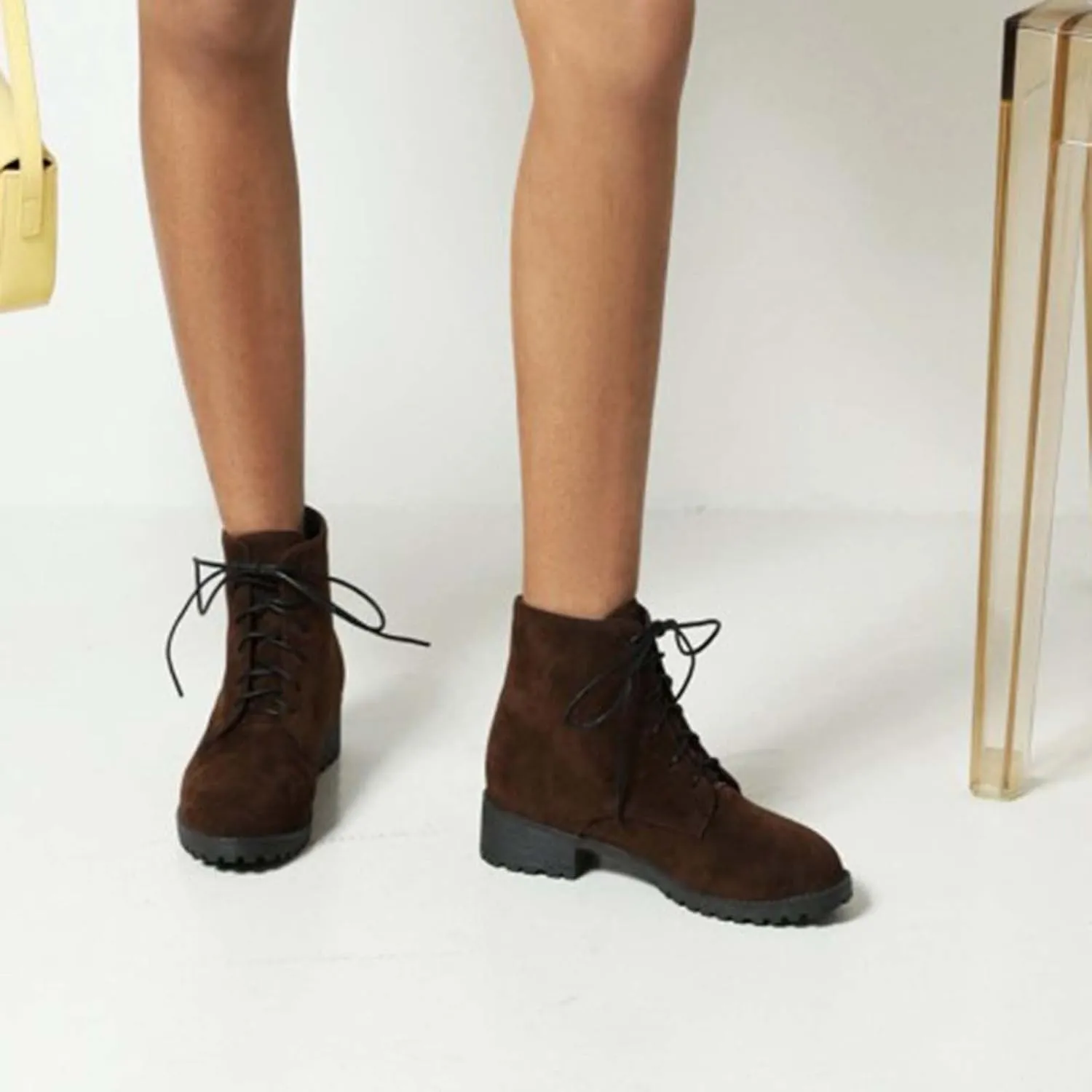 Ankle Boots for Women Womens Dress Booties Booties for Women Low Heel Work Boot Shoe Laces Men Closed Back Lightweight Breathable Pointed Toe Mid Heel Slip On