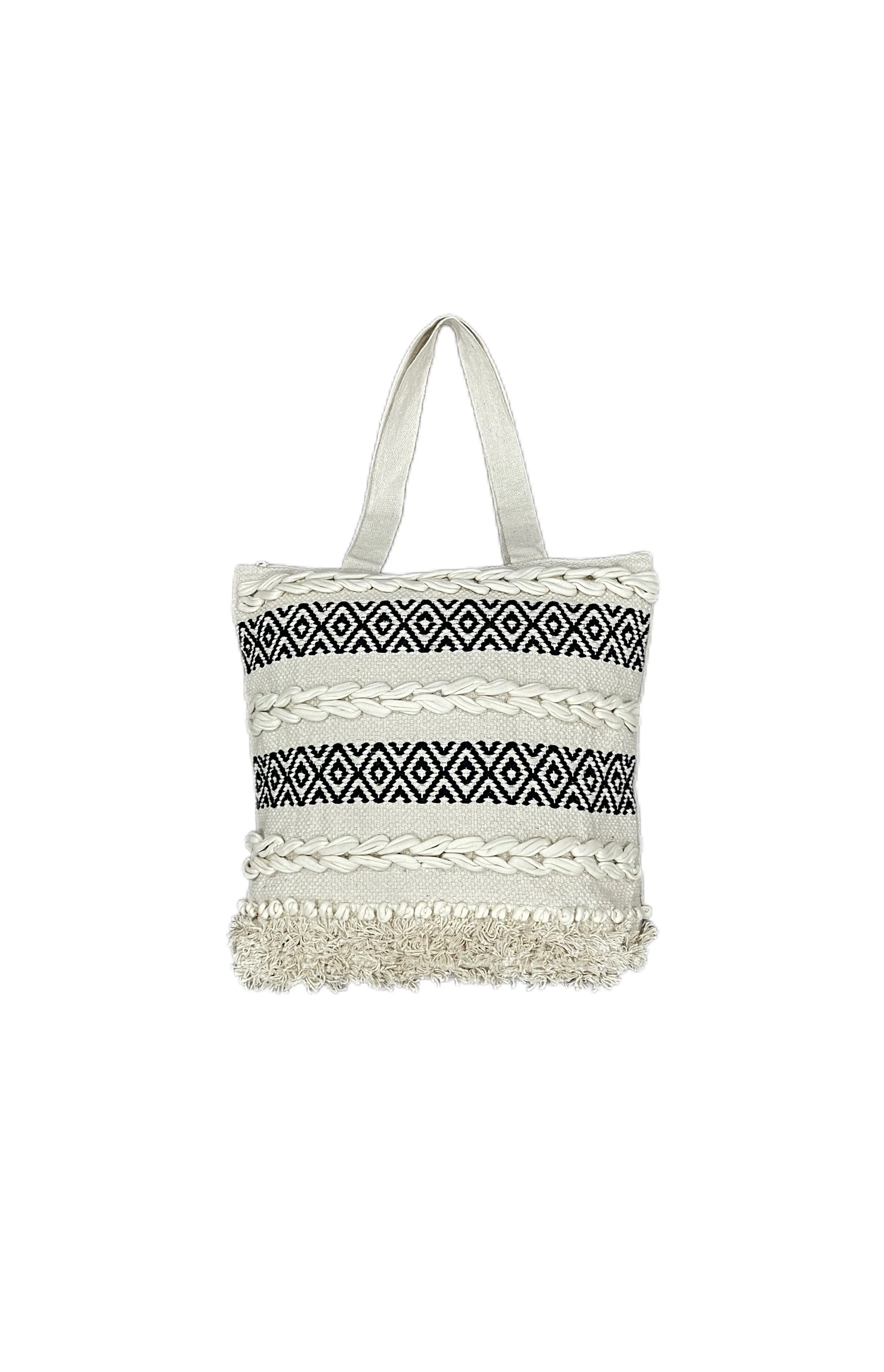 Boho Nomad Cotton Handmade Tufted Beach Tote Bag