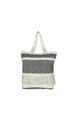 Boho Oasis Cotton Handmade Tufted Beach Tote Bag