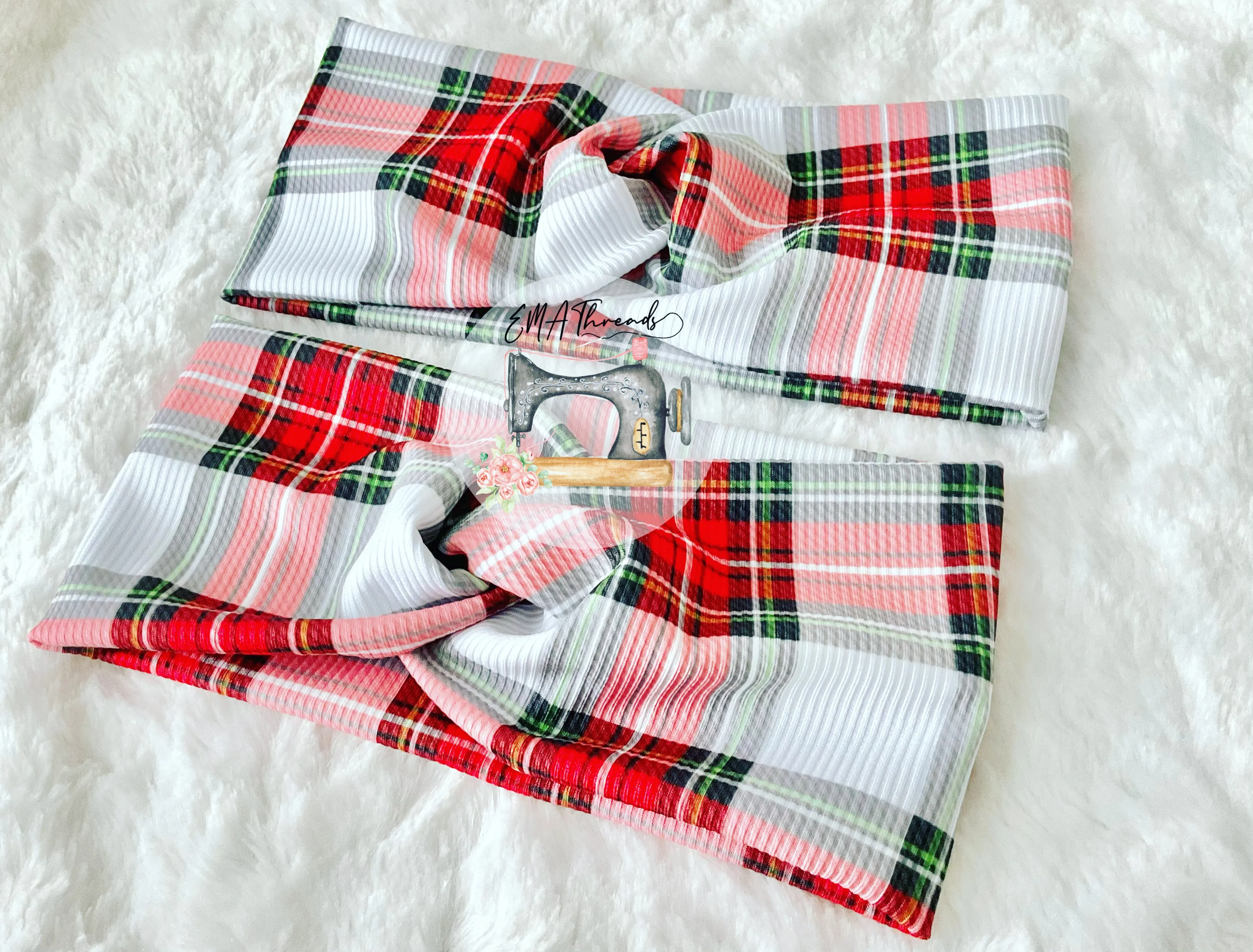 Christmas plaid Turban Headband