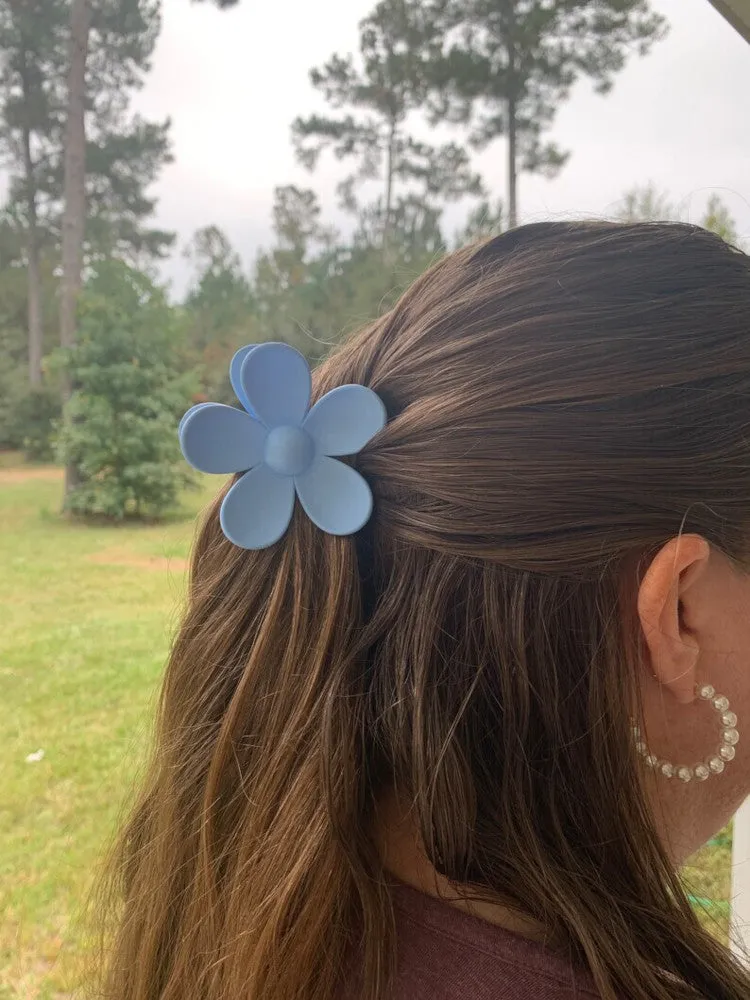 Claw Clip - Flower - Aegean Blue