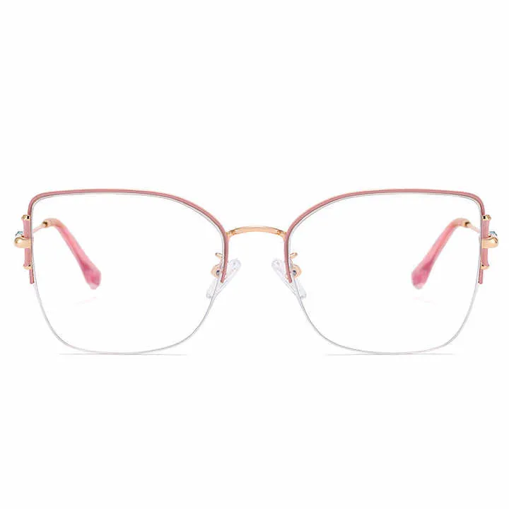 Design Women's Metal Half Frame Net-إطار نظارات نسائي