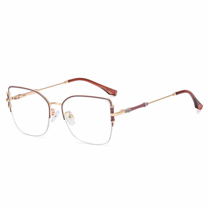 Design Women's Metal Half Frame Net-إطار نظارات نسائي