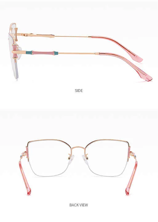 Design Women's Metal Half Frame Net-إطار نظارات نسائي