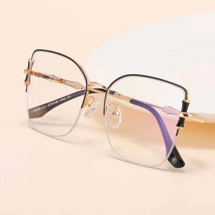 Design Women's Metal Half Frame Net-إطار نظارات نسائي