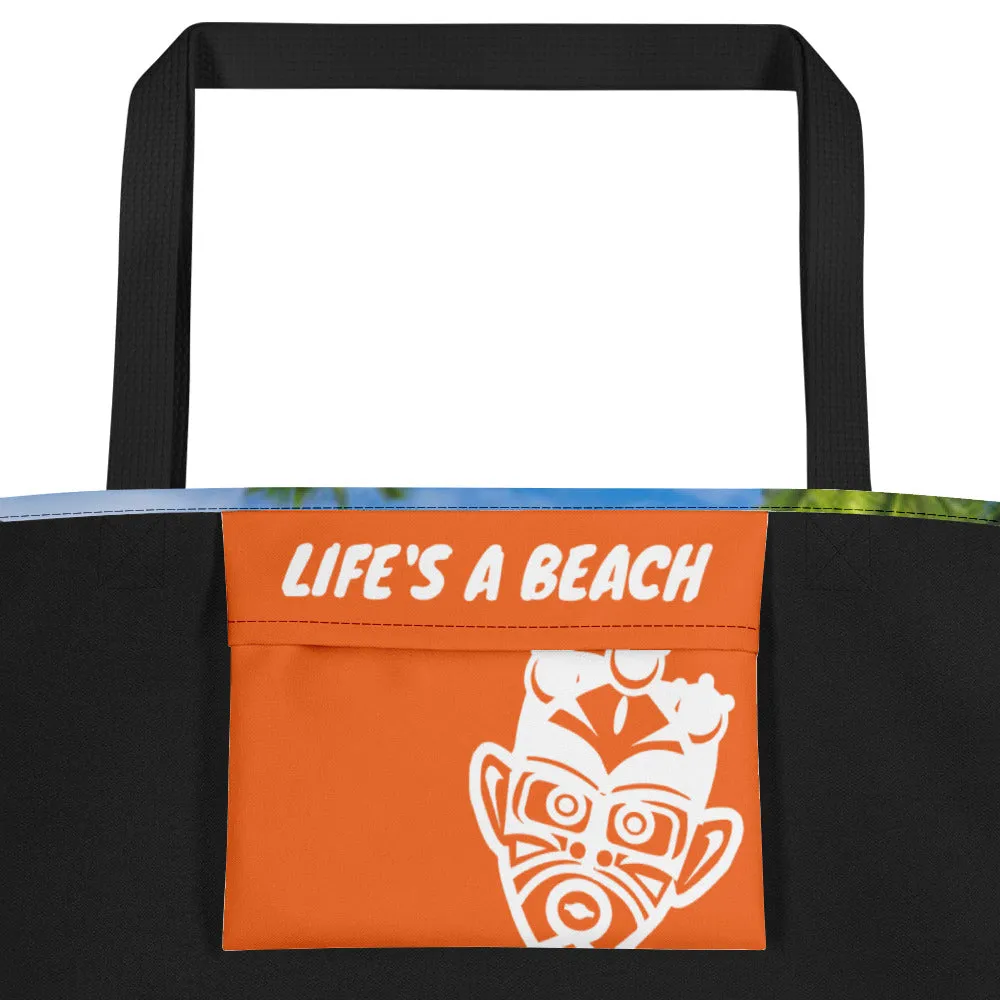 Island Vibes - "Life's A Beach" Large Beach Bag