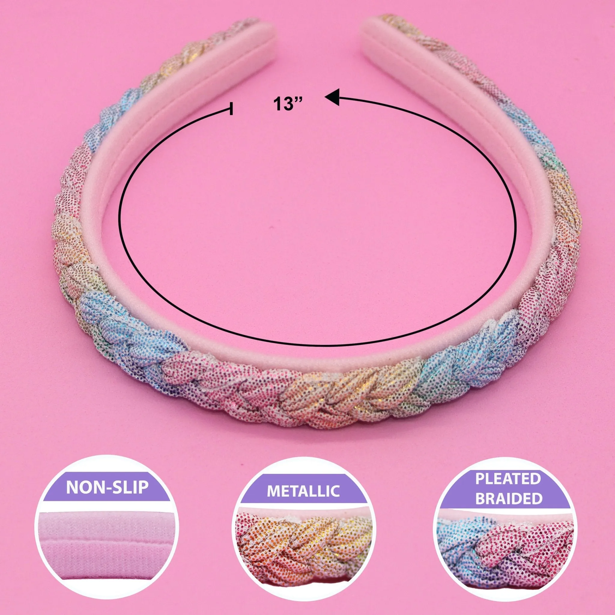 Metallic Mermaid Braided Hard Headbands - 2 Pack