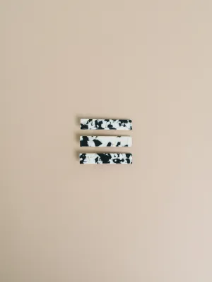 NAT   NOOR - Flora Hair Clips, Assorted: Black   White
