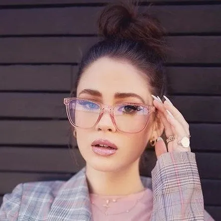 Quay Hardwire Glasses Pink/Clear Blue Light