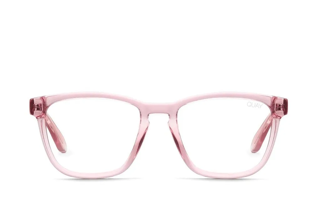 Quay Hardwire Glasses Pink/Clear Blue Light